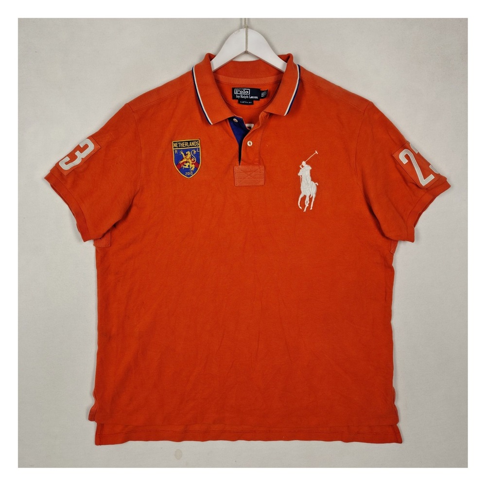 Polo Ralph Lauren Netherlands 23 Big Pony Polo Shirt Orange XXL Custom Fit 2010
